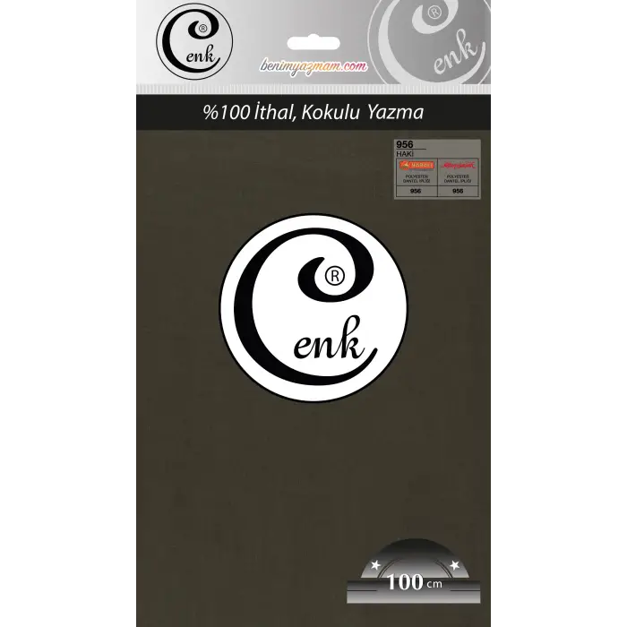 Cenk Düz 100 cm Poşetli Oyalık Yazma-(Haki)-(301-956)