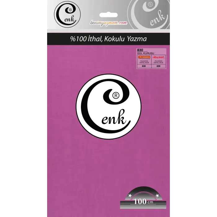 Cenk Düz 100 cm Poşetli Oyalık Yazma -(Gül Kurusu)-(301-830)