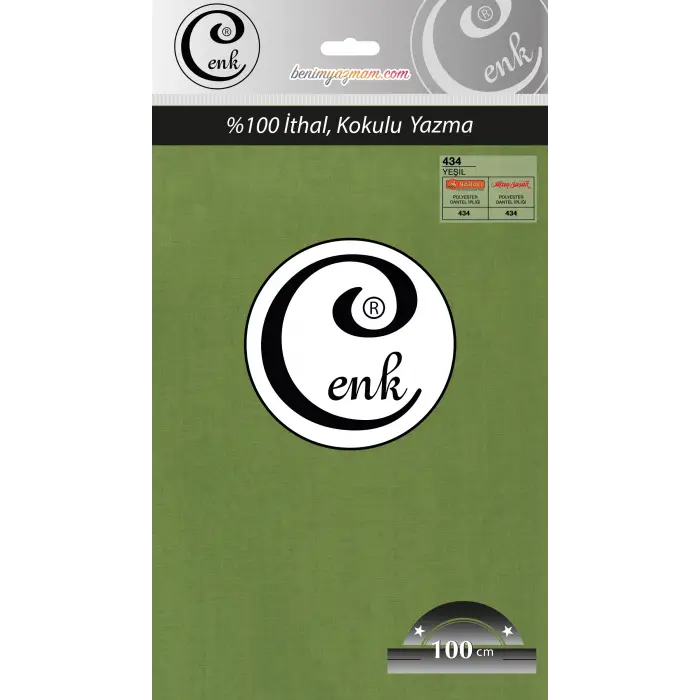 Cenk Düz 100 cm Poşetli Oyalık Yazma -(Yeşil)-(301-434)