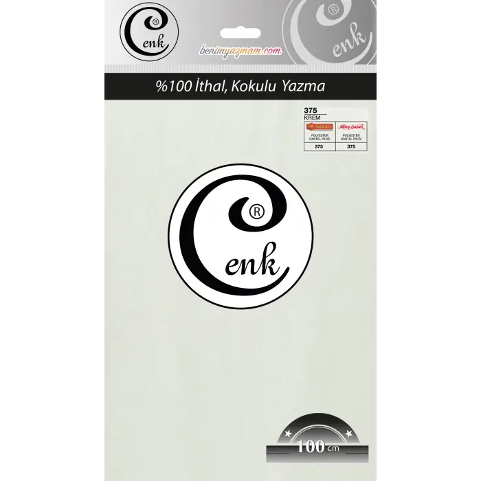 Cenk Düz 100 cm Poşetli Oyalık Yazma -(Krem)-(301-375)