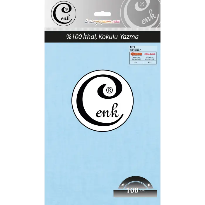 Cenk Düz 100 cm Poşetli Oyalık Yazma -(Turkuaz)-(301-131)
