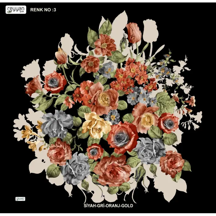 Reyyan İpek 100 cm Desenli Oyalık Yazma (ryyn-443-22)