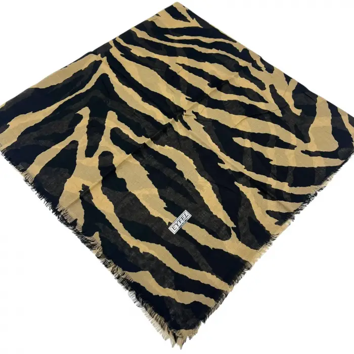 Eyfel Dimi Koton Eşarp Siyah-Karamel Serisi (FE525-04)