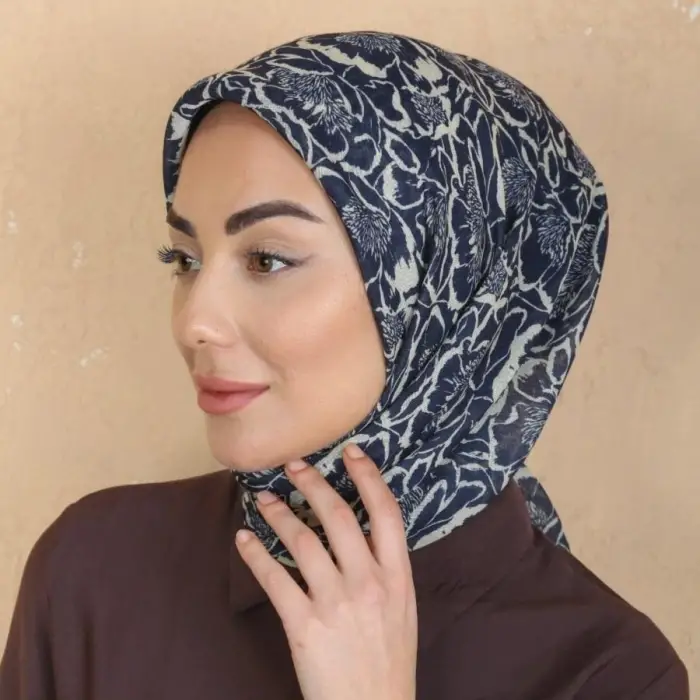 Locella El Dikişli Dijital Soft Eşarp Lacivert Serisi-soft15-02