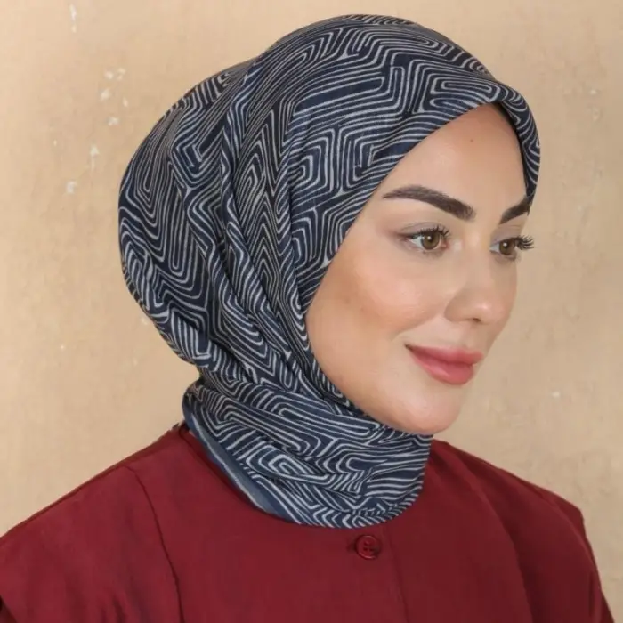 Locella El Dikişli Dijital Soft Eşarp Lacivert Serisi-soft15-05