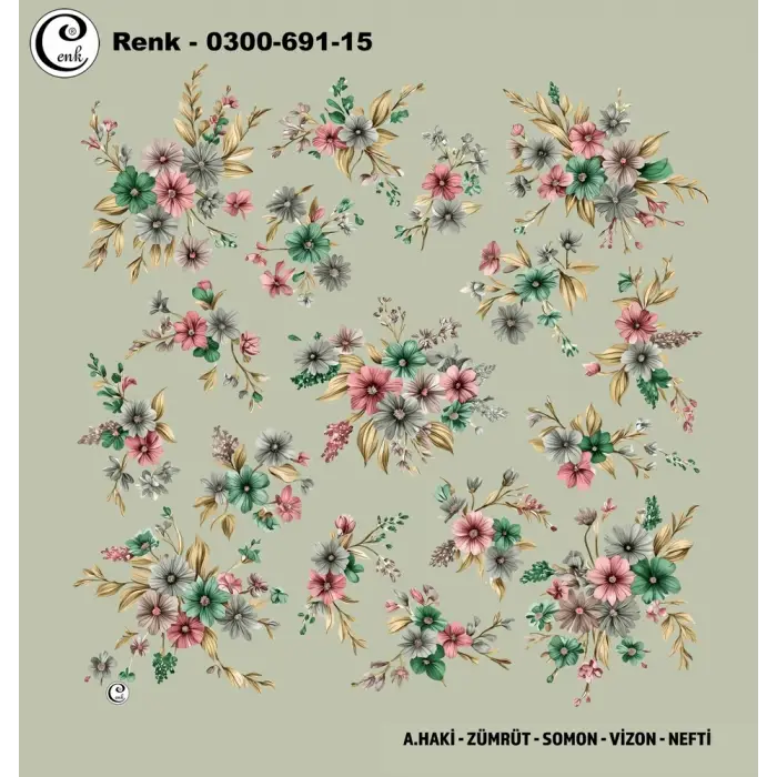 Cenk 100 cm Desenli Oyalık Yazma (Cnk-691-15)