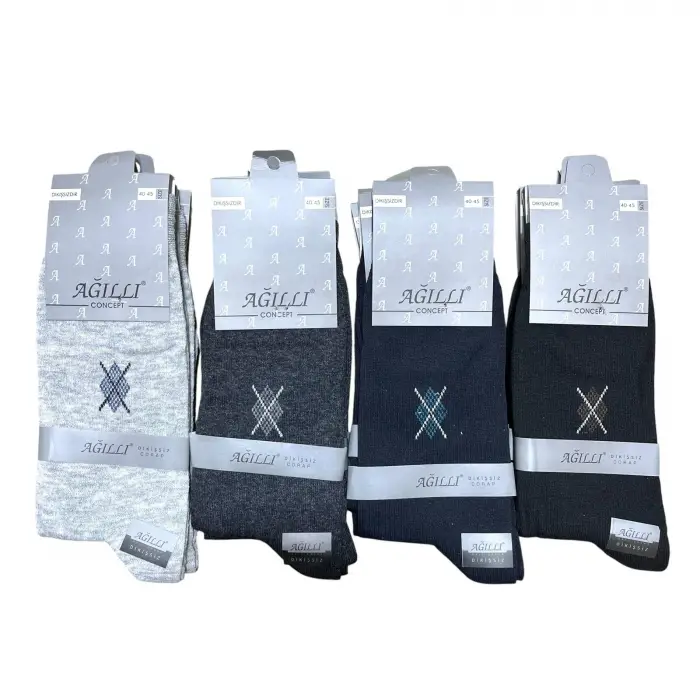 Ağıllı Erkek Dikişsiz Soket Çorap 12 Adet-(EÇ02-02)
