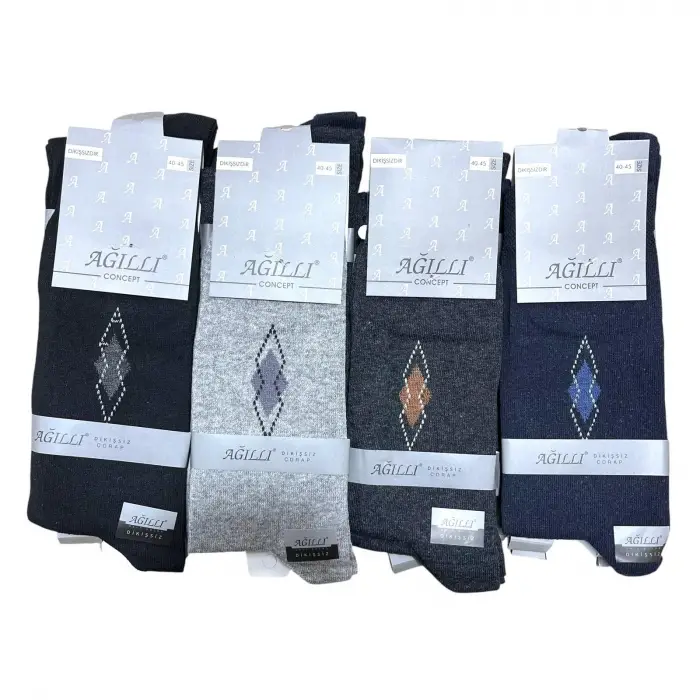 Ağıllı Erkek Dikişsiz Soket Çorap 12 Adet-(EÇ02-11)