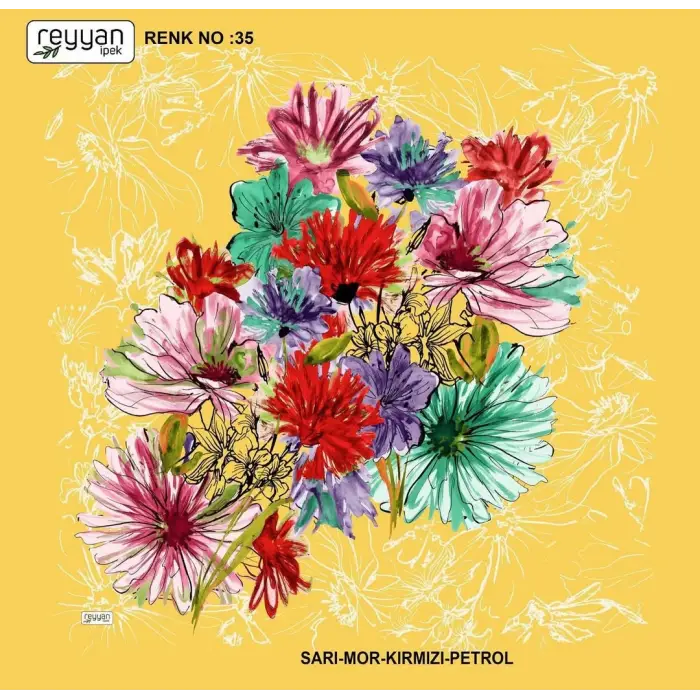 Reyyan İpek 100 cm Desenli Oyalık Yazma (ryyn-450-01)