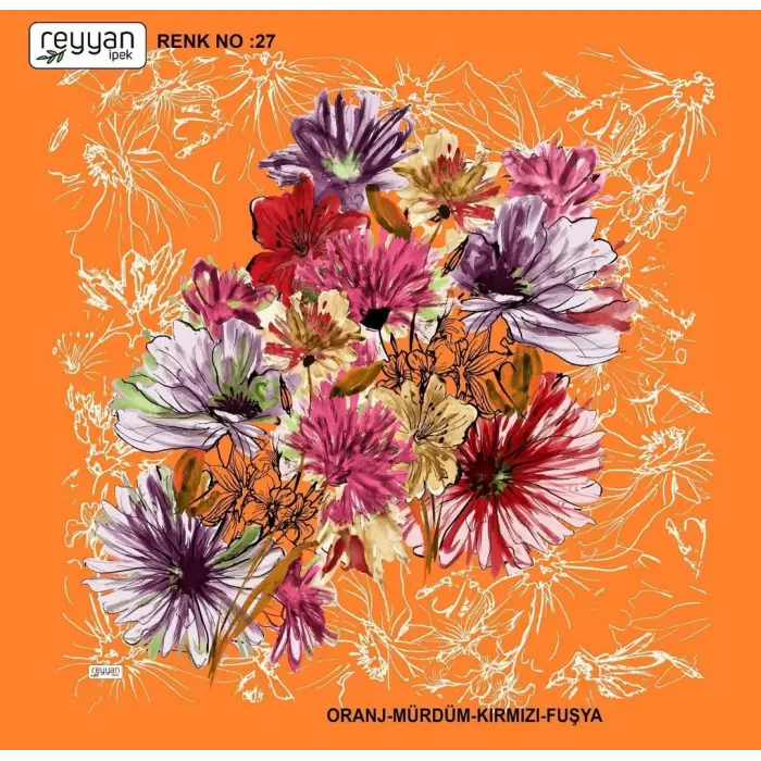 Reyyan İpek 100 cm Desenli Oyalık Yazma (ryyn-450-02)