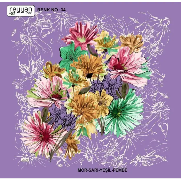 Reyyan İpek 100 cm Desenli Oyalık Yazma (ryyn-450-06)