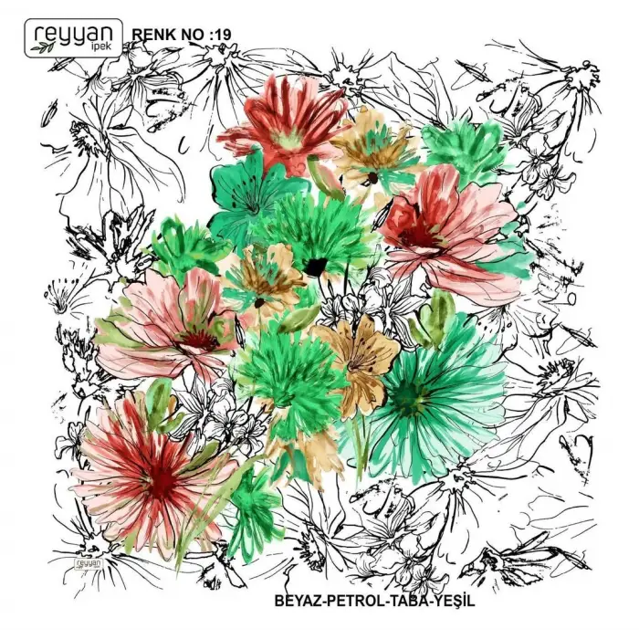 Reyyan İpek 100 cm Desenli Oyalık Yazma (ryyn-450-08)