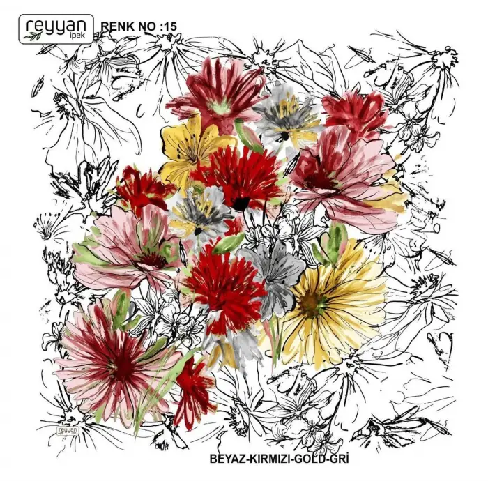 Reyyan İpek 100 cm Desenli Oyalık Yazma (ryyn-450-12)