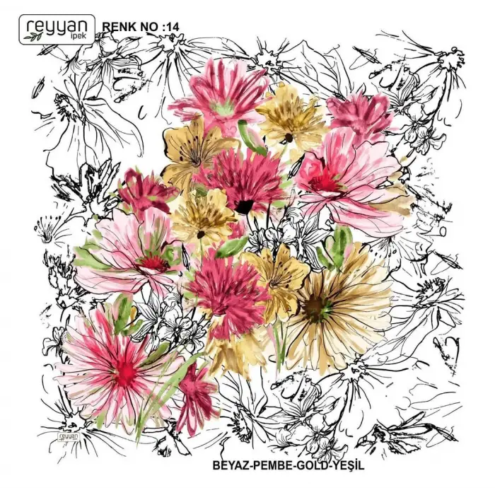 Reyyan İpek 100 cm Desenli Oyalık Yazma (ryyn-450-13)