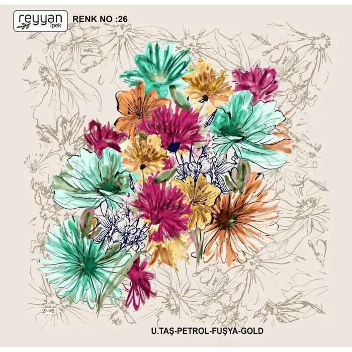 Reyyan İpek 100 cm Desenli Oyalık Yazma (ryyn-450-14)