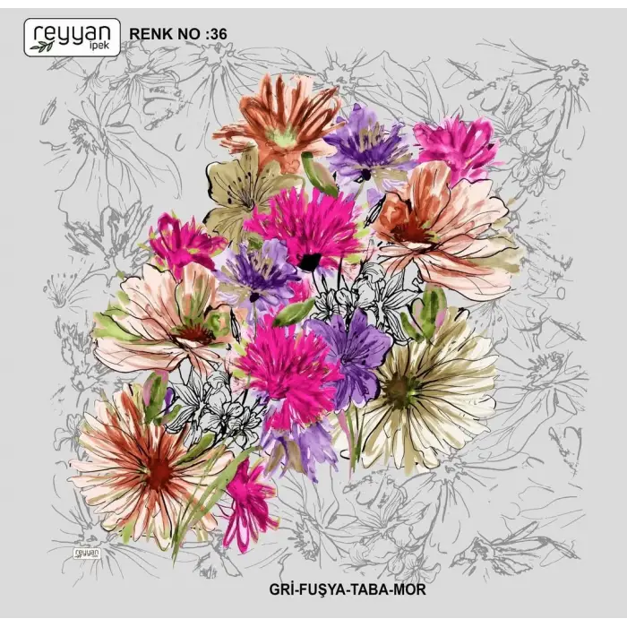 Reyyan İpek 100 cm Desenli Oyalık Yazma (ryyn-450-16)