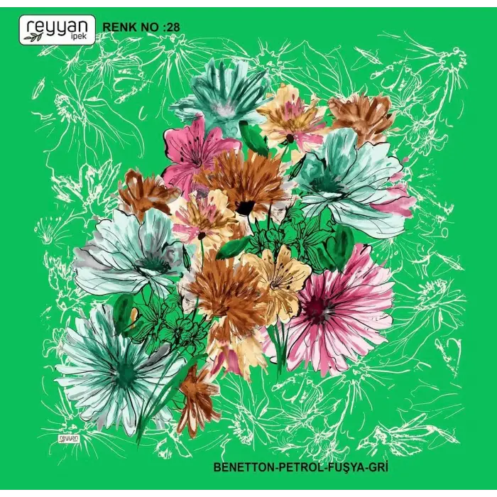 Reyyan İpek 100 cm Desenli Oyalık Yazma (ryyn-450-17)