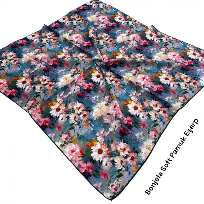 Bonjela El Dikişli Dijital Soft Eşarp-soft58-09