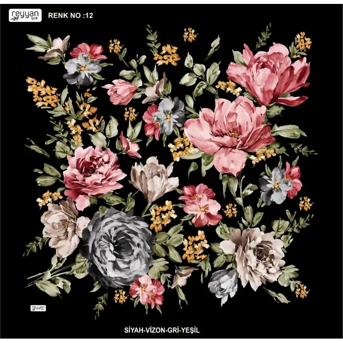 Reyyan İpek 100 cm Desenli Oyalık Yazma (ryyn-454-39)