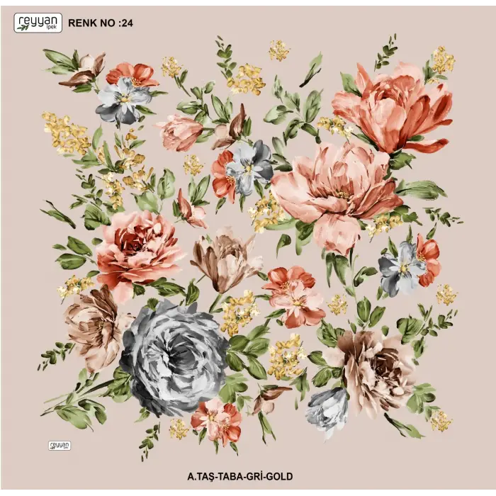 Reyyan İpek 100 cm Desenli Oyalık Yazma (ryyn-454-34)