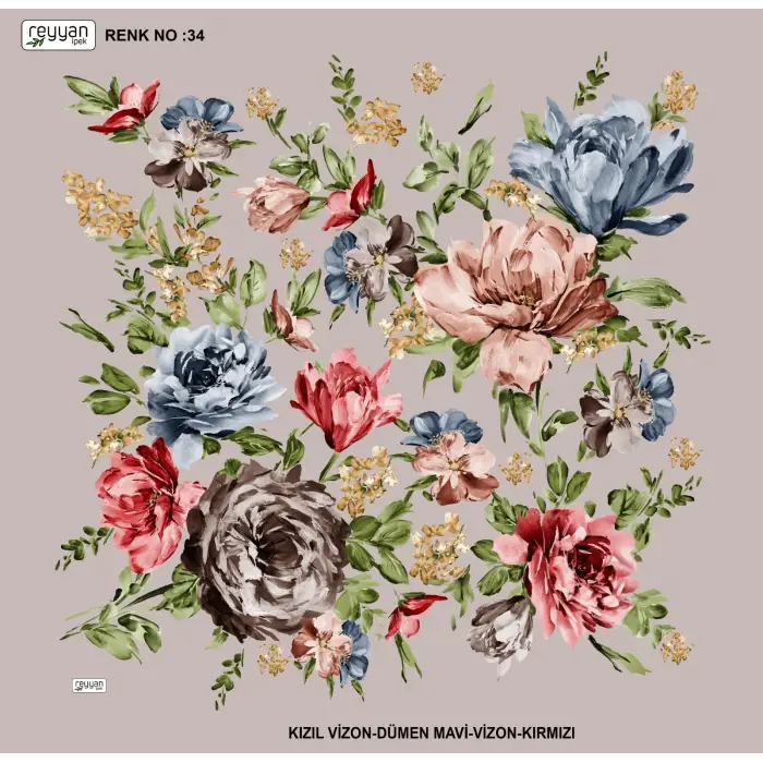 Reyyan İpek 100 cm Desenli Oyalık Yazma (ryyn-454-27)