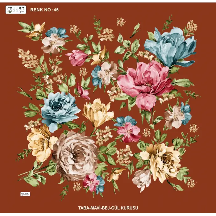 Reyyan İpek 100 cm Desenli Oyalık Yazma (ryyn-454-21)