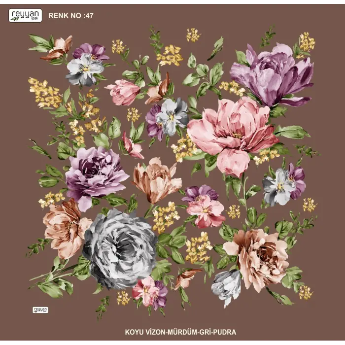 Reyyan İpek 100 cm Desenli Oyalık Yazma (ryyn-454-20)