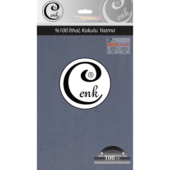 Cenk Düz 100 cm Poşetli Oyalık Yazma -(Gri)-(301-715)