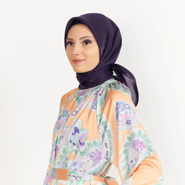 Picasso Düz Pırıltı Kehribar Eşarp Mor (ry9907)