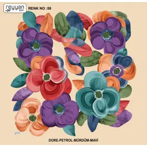 Reyyan İpek 100 cm Desenli Oyalık Yazma (ryyn-441-14)