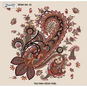 Reyyan İpek 100 cm Desenli Oyalık Yazma (ryyn-446-09)