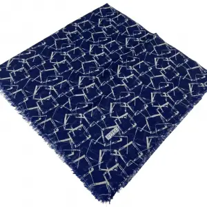 Eyfel Dimi Koton Eşarp Lacivert-Vizon Serisi (FE523-01)