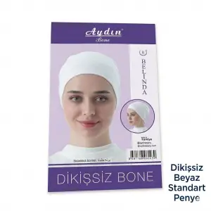 Aydın Dikişsiz Penye İpli Beyaz Bone (PB02-01)