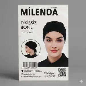 Milenda Dikişsiz Viskon İpli Siyah Bone (PB04-01)