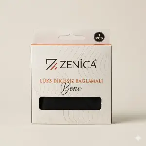 Zenica Lüks Dikişsiz Penye İpli Beyaz Bone (PB08-02)