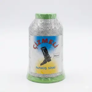 Çizmeli 50 gr. Beyaz Nakış Simi İp-(SİM-001)