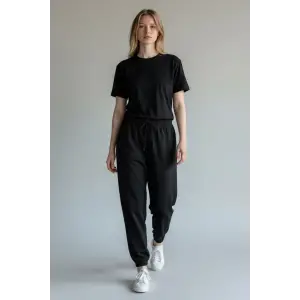 Siyah Kadın Modal Kumaş Eşofman Altı-(ME01-01)