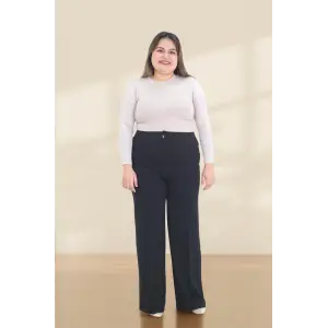 Kadın Dar Kalıp Battal Siyah Kumaş Pantolon -(KP02-01)