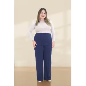 Kadın Dar Kalıp Battal Lacivert Kumaş Pantolon -(KP02-02)