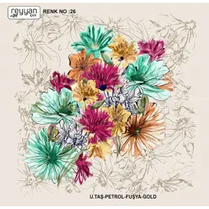 Reyyan İpek 100 cm Desenli Oyalık Yazma (ryyn-450-14)