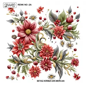 Reyyan İpek 100 cm Desenli Oyalık Yazma (ryyn-452-12)