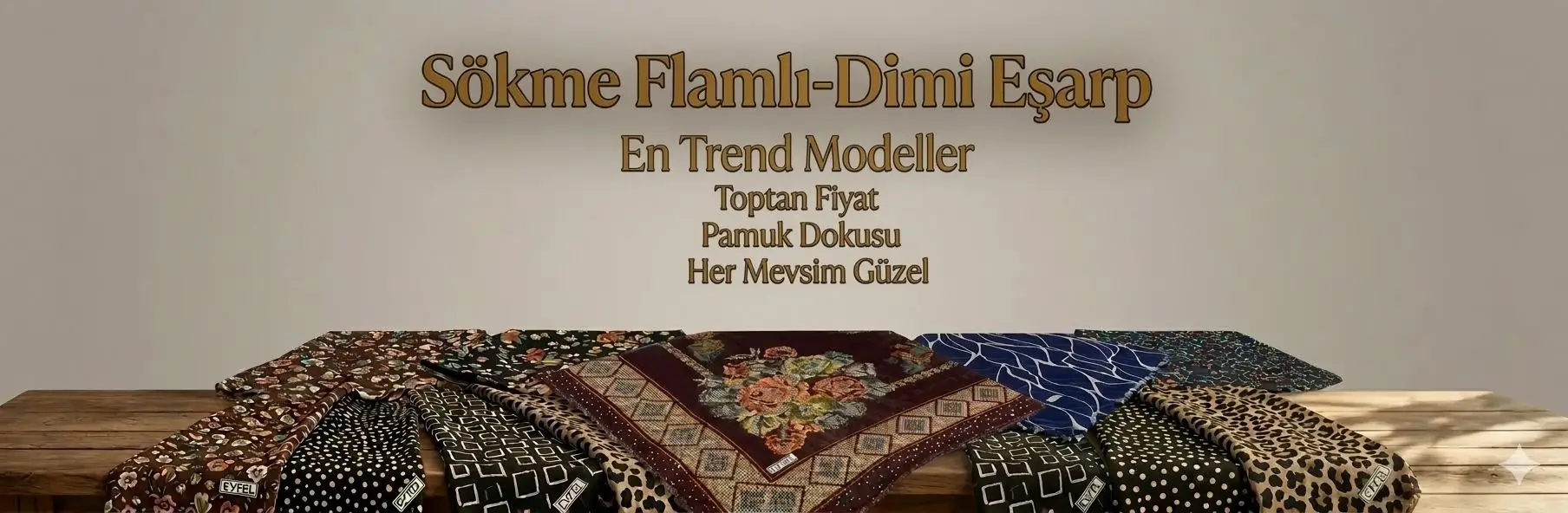 Desenli Sökme Flamlı Eşarp