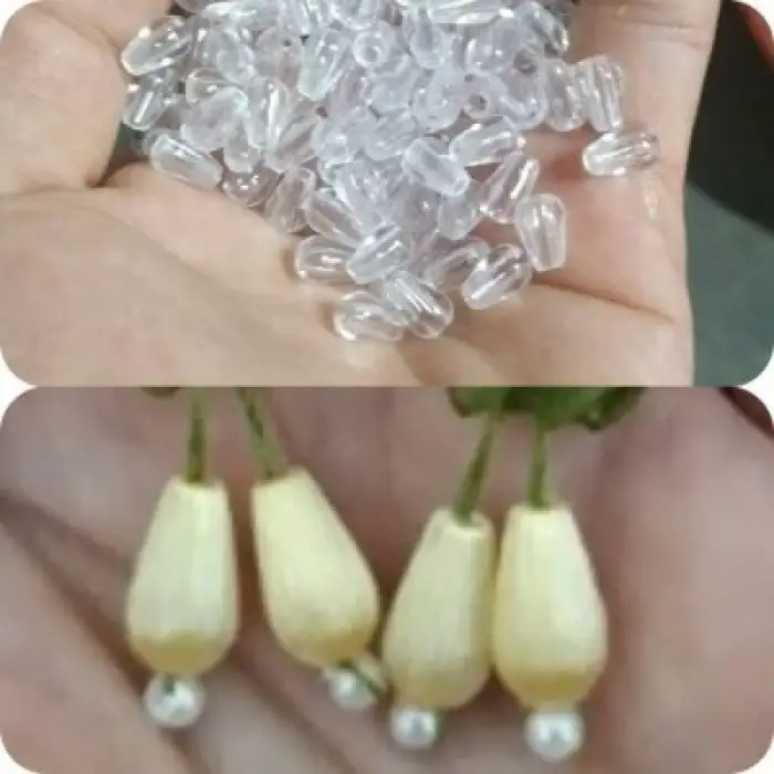 50 gram Paket Şeffaf Armut Kiraz Boncuğu (bck05-05)