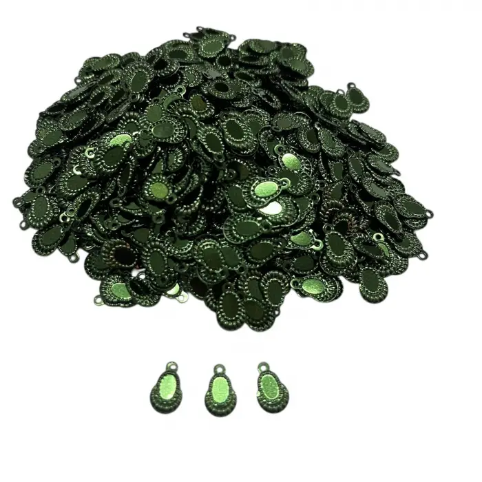 Pleksi Oya İşleme Pulu Hürrem Küpe Model (Haki) (pul05-02)