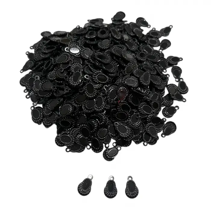 Pleksi Oya İşleme Pulu Hürrem Küpe Model (Siyah) (pul05-05)