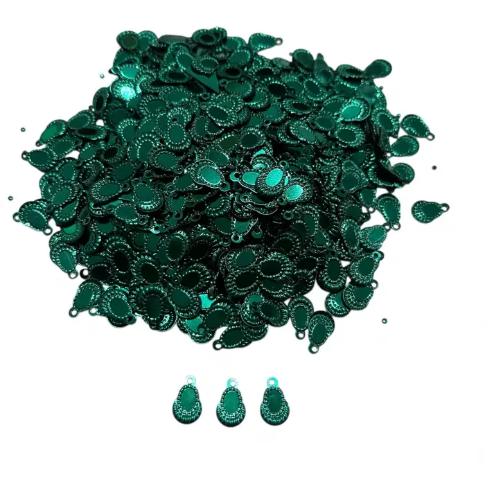 Pleksi Oya İşleme Pulu Hürrem Küpe Model (Koyu Zümrüt) (pul05-11)