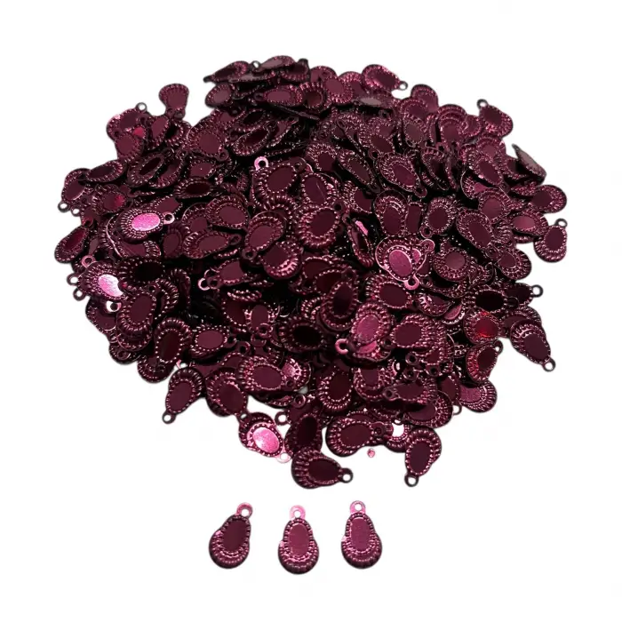 Pleksi Oya İşleme Pulu Hürrem Küpe Model (Vişne) (pul05-21)