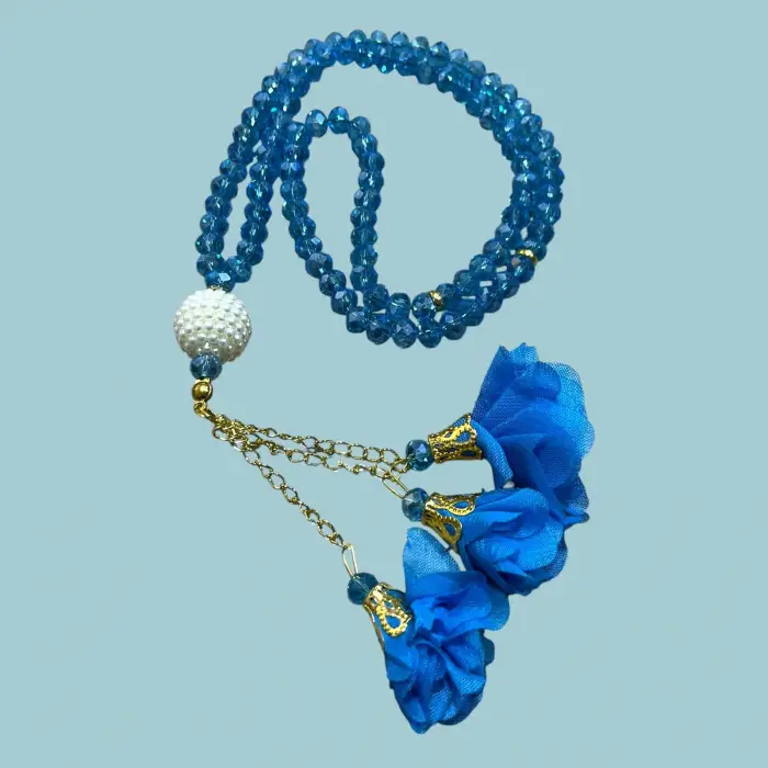 99lu Büyük Boy Gül Püsküllü Kristal Tespih (tsph07-03)