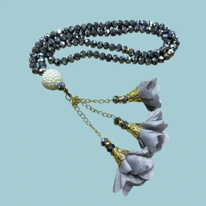 99lu Büyük Boy Gül Püsküllü Kristal Tespih (tsph07-12)