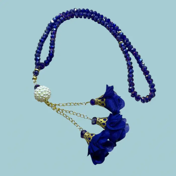 99lu Büyük Boy Gül Püsküllü Kristal Tespih (tsph07-15)